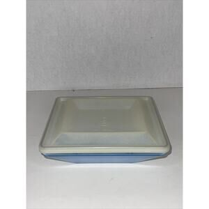 Tupperware 1388 1387 Chip & Dip Get Together Blue w lid 6.5" square USA